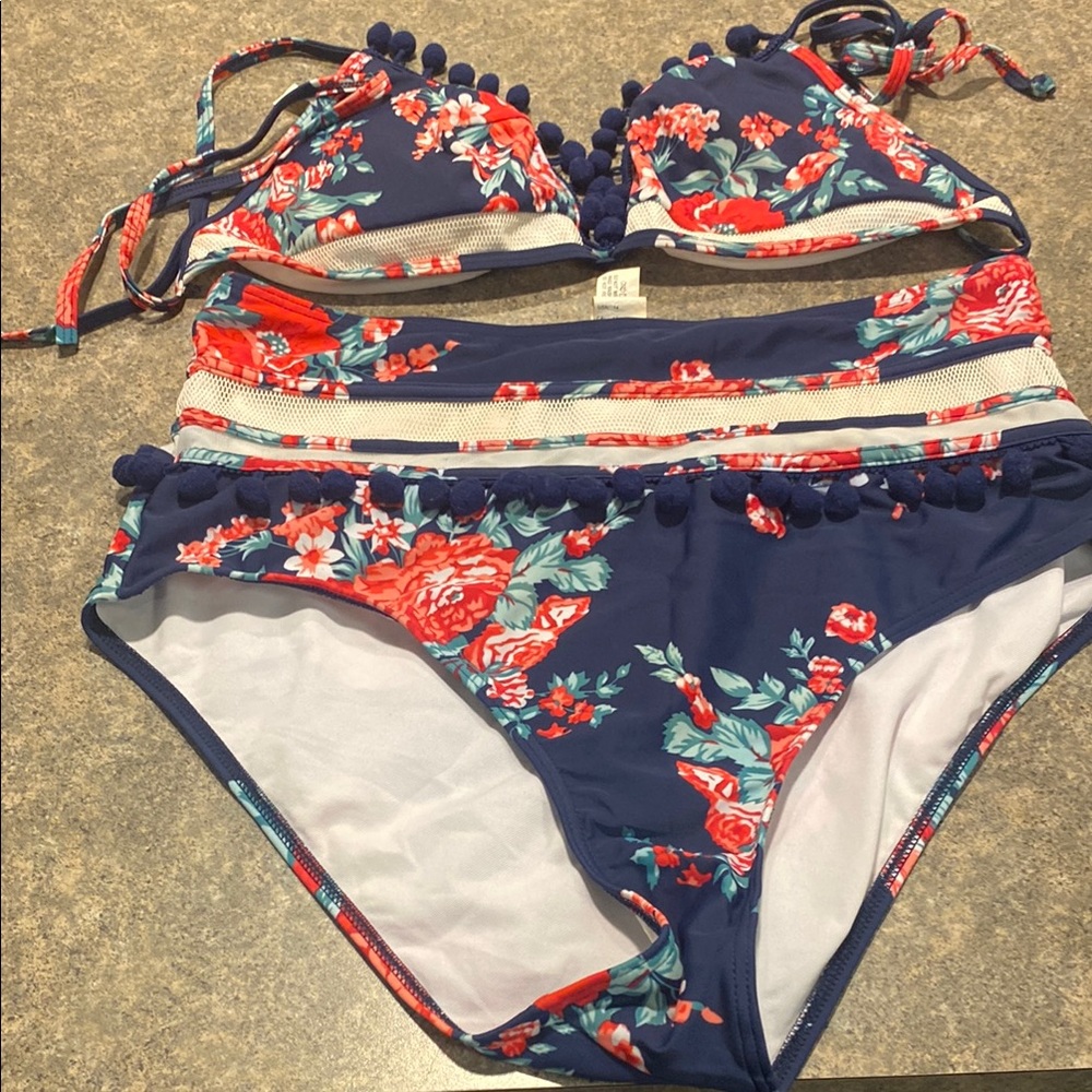 Floral Navy Bikini Set